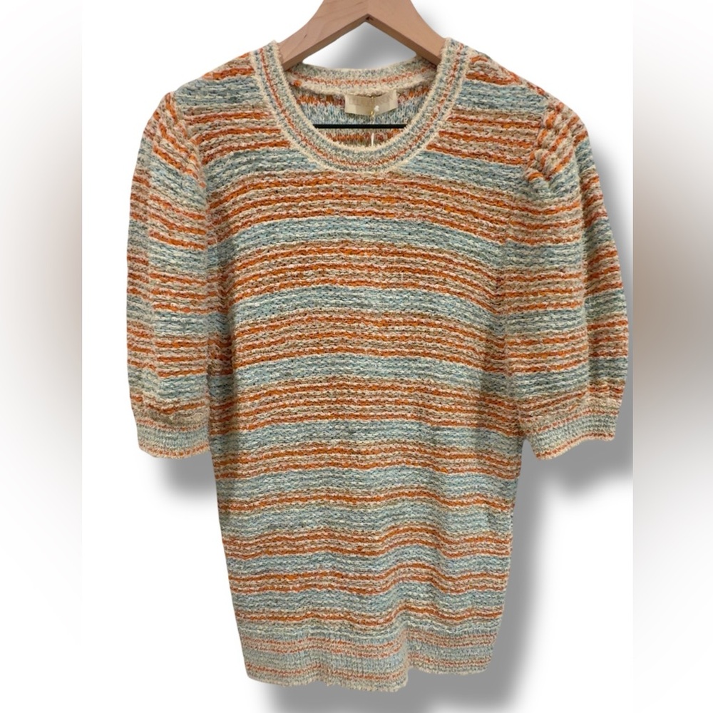 Ulla Johnson NWT Elara Puff Sleeve Blouse Multicolor Striped Knit Top Size Large - Picture 6 of 12